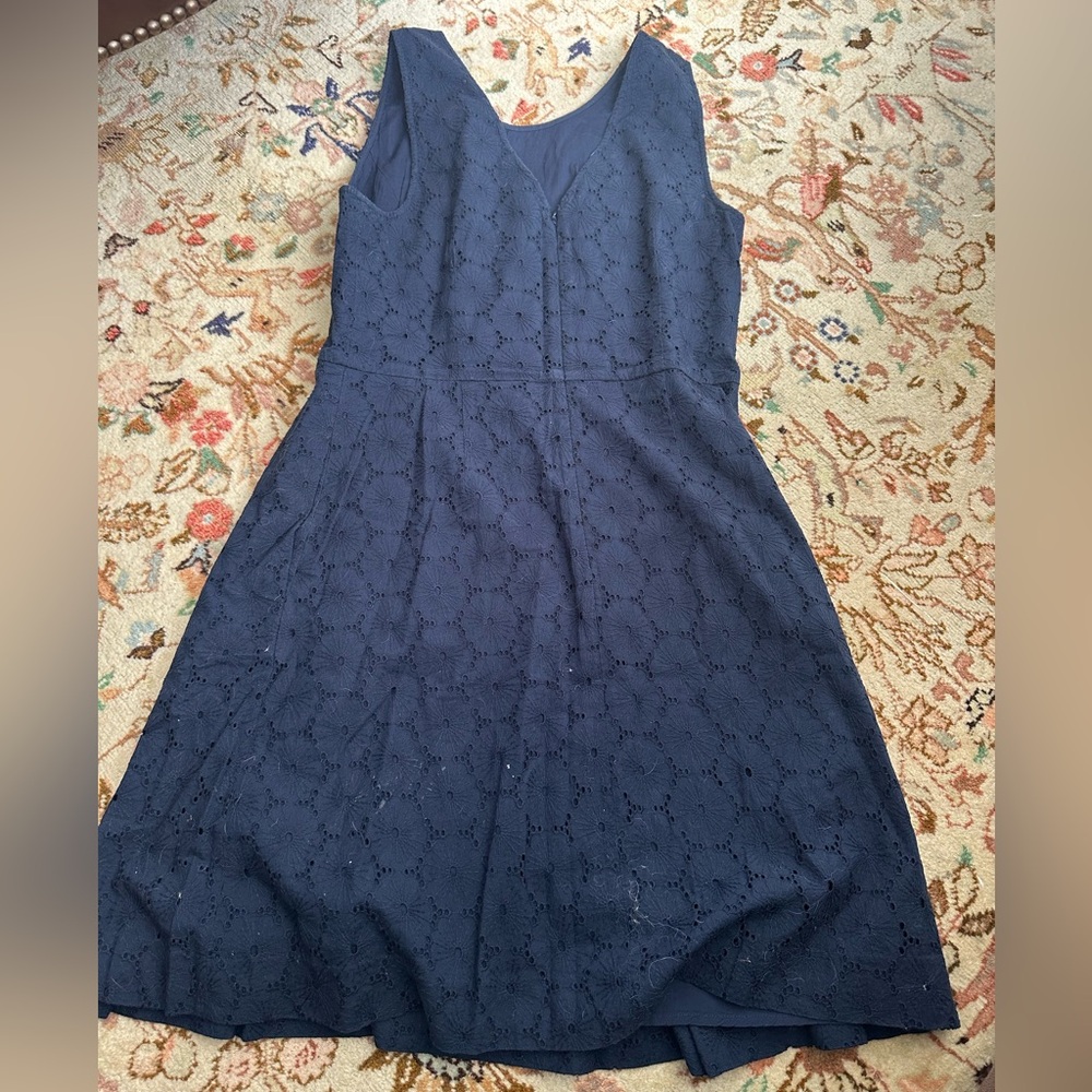 J. Crew Navy Blue Eyelet Dress